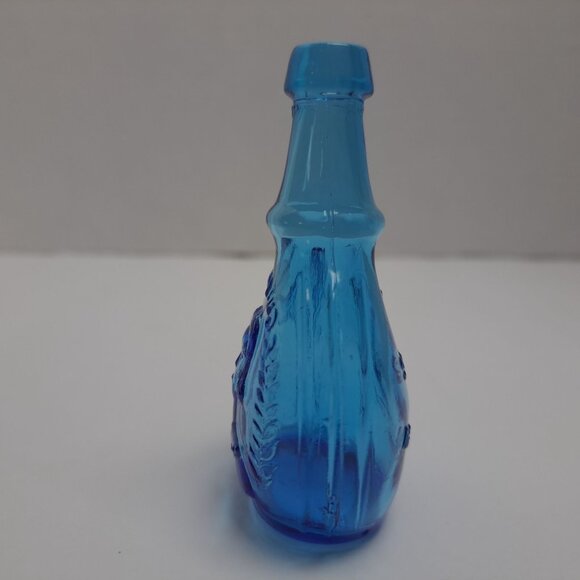 Wheaton Cerulean Blue Embossed Miniature Glass Bottle Decorative Vintage Piece - Picture 8 of 16
